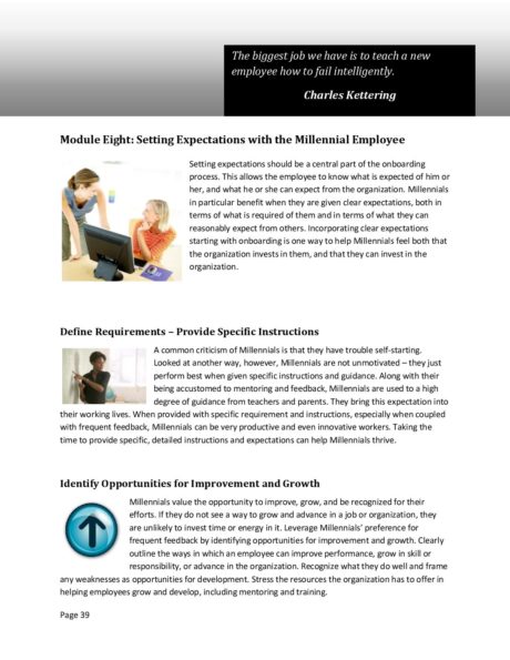 Module Eight Setting Expectations with the Millennial Employee - Course ...