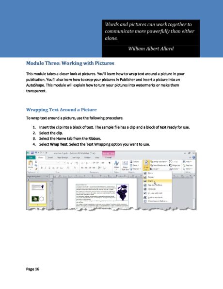 Module Three - Working with Pictures - Course Cloud