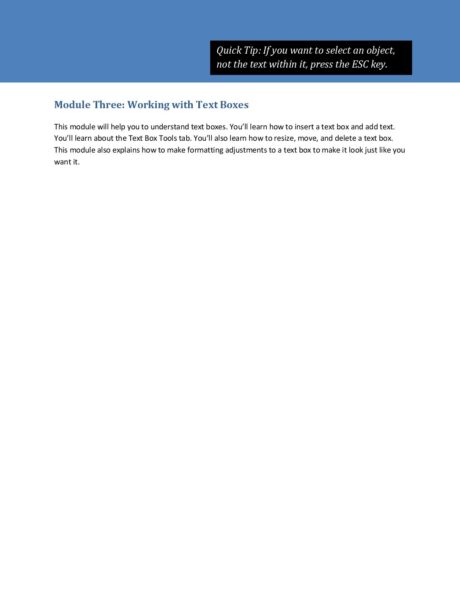 Module Three - Working with Text Boxes - Course Cloud