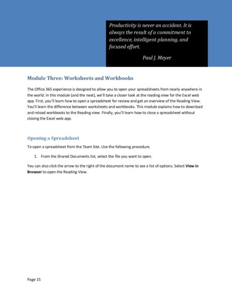 Module Three Worksheets and Workbooks - Course Cloud