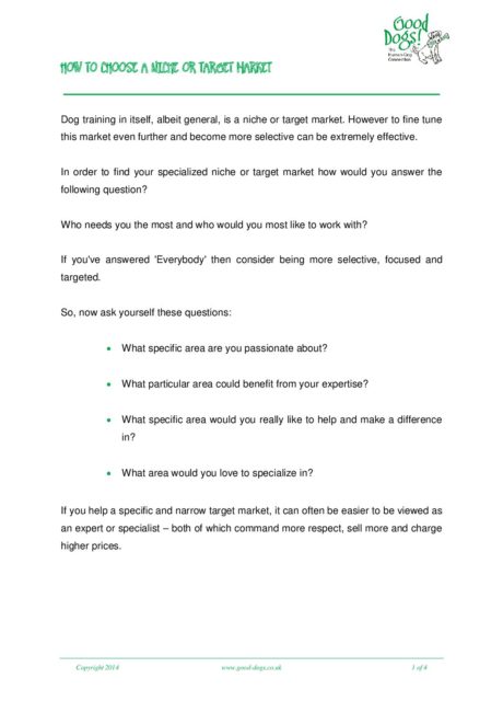 Niche User Guide.pdf Lecture 11 - How to choose a niche handout - Course Cloud