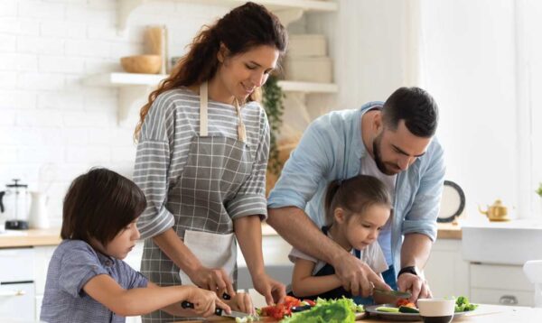 Happy Vegetarian Kids Cooking Healthy