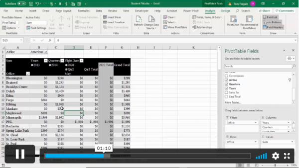 Excel Pivot Tables Pivot Charts Slicers and Timelines Level 3 - Course ...
