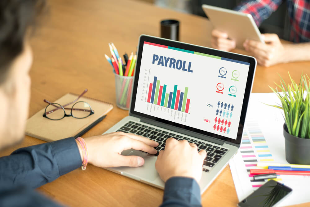 Business Graphs and Charts Concept with PAYROLL management system